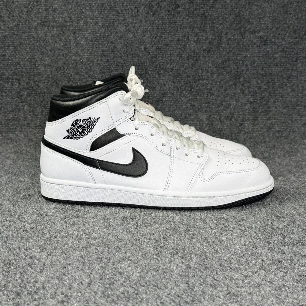 Jordan 1 Mid Reverse Panda Shoes Men's 11 White Black Retro Athletic‎ Sneakers